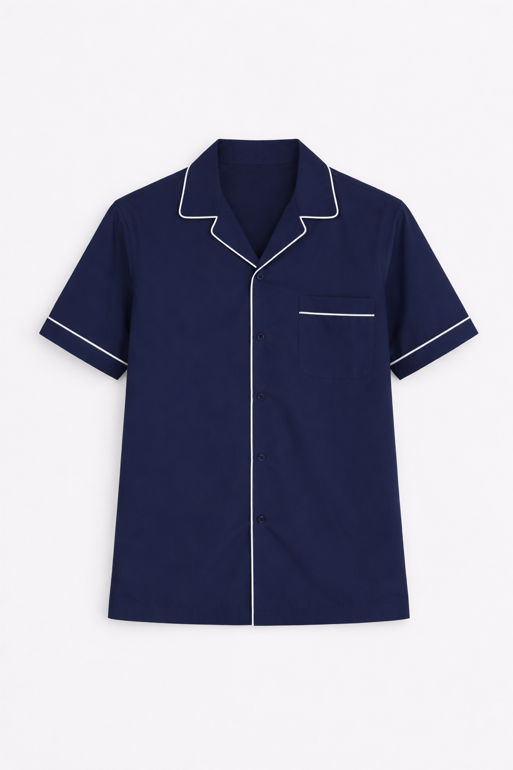 Navy Cuban Collar Shirt